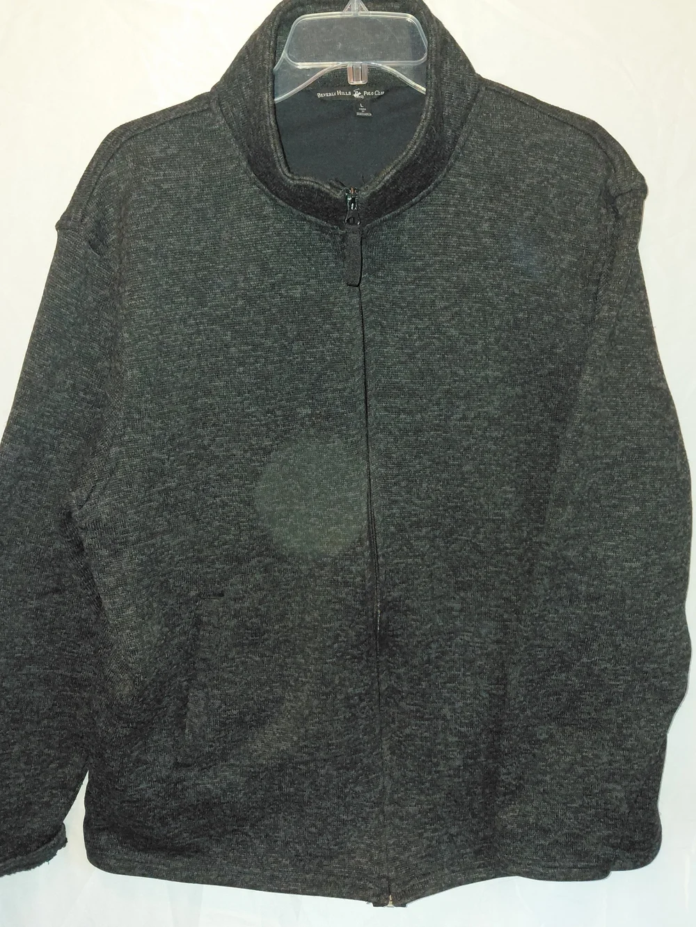 Beverly Hills Polo Club Charcoal Gray Full-Zip Sweater Jacket #2453